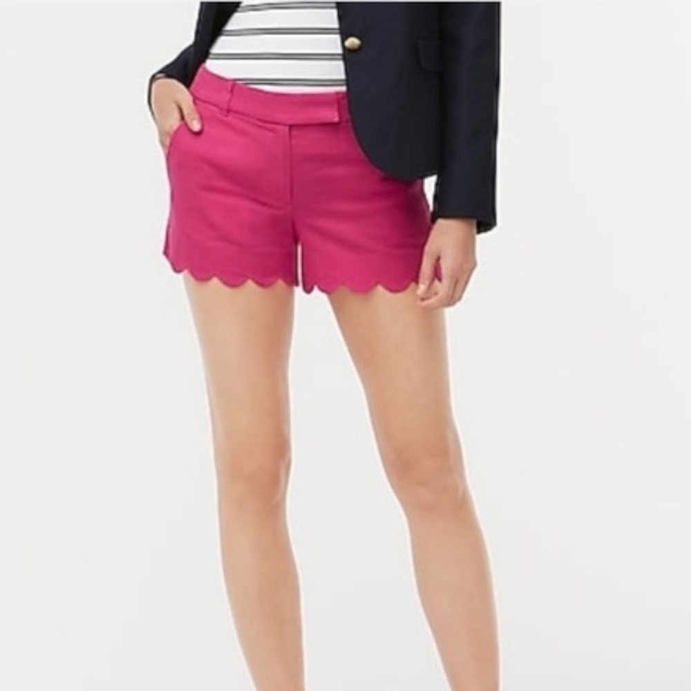 J. Crew Hot Pink Scalloped Shorts - Picture 1 of 8